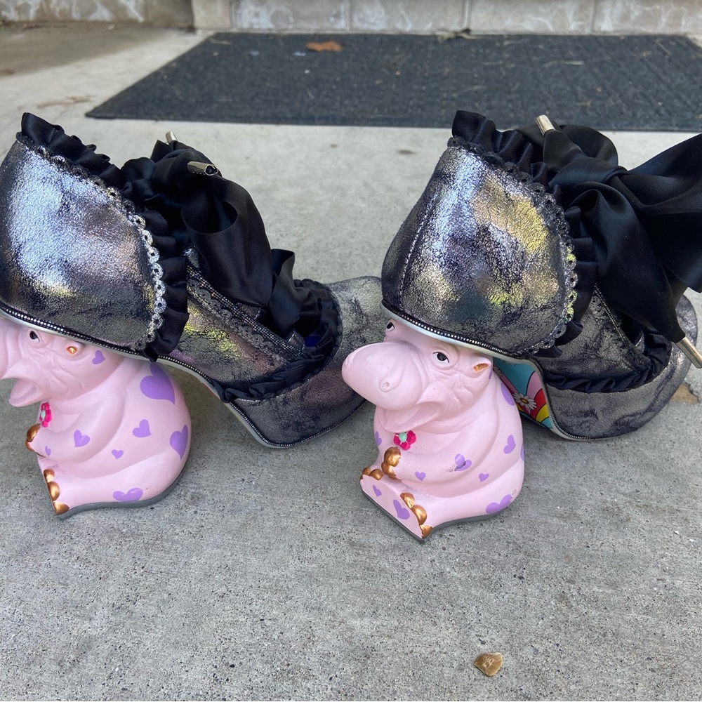 Irregular Choice Silver and Pink Hippo Heels